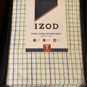 Izod Twin Sheet Set - Blue and Green Checkered